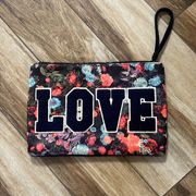 Bcbgeneration black floral cosmetics bag