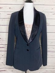 Vintage Jessica McClintock Black Pinstripe Tuxedo Blazer Jacket Size 4