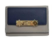 MCM Mini Card Case Wallet in Navy and Grey Leather