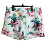 New Ovi Floral Bird Rolled Cuff Shorts Size M