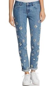 MICHAEL Michael Kors Dillon Relaxed Jeweled Straight-Leg Jeans