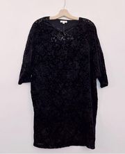 Urban Outfitters  Silence + Noise Velvet Naomi Open-Back Frock Black Dress NWT