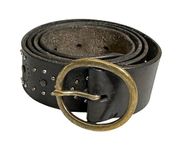 Lucky Brand Brown Leather Studded Round Buckle Belt Size Medium