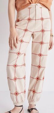 NWT $138  Ivory Lattice Embroidered Joggers XS