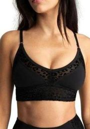 Good American NWT Black Leopard Burnout Illusion Bralette Bra Size 2