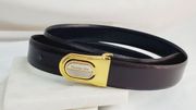 Christian Dior Vintage Brown Gold Leather 1” skinny belt