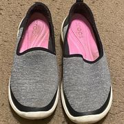 Crocs 204727 Busy Day Heather Skimmer Slip On Womens Size 9 Gray White Sneaker