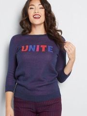 NWOT  UNITE Navy Blue Knit Sweater S Small