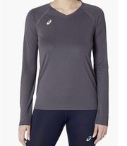 NWT Asics Women’s Circuit 8 Long Sleeve V Neck Pullover Athletic Top Gray Large