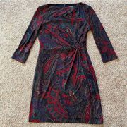 Lauren Ralph Lauren Paisley Twisted Knot Dress Size 4