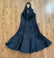 badgley mischka sleeveless black dress sz S halter