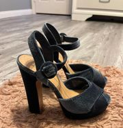 Blue velvet suede Heels 