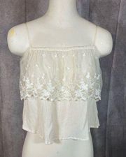 Love Culture Cream Lace Flowy Crop Top | Size Small