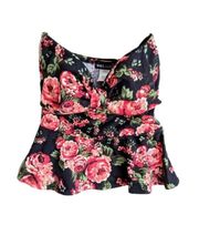 Rose Floral Pattern Crop Top 