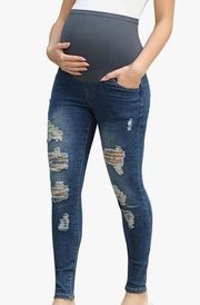 Maacie Over Belly Skinny Ripped Maternity Jeans Size M New With Tags