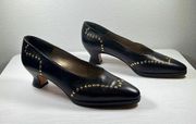 Vintage D'Rosanna by Charna Black rivet Med. Heel Pump 8 M