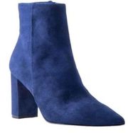 L’Agence Suede Pointed Toe Heeled Ankle Bootie Galena Midnight 8.5