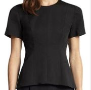 Theory Korla Fountain Structured Short Sleeve Black Blouse Career Versatile Sm