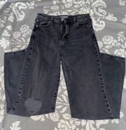 Denim Wide Leg Black Jeans