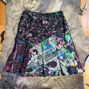 Christian Lacroix Patchwork Fairy Floral Print Silk Midi Skirt