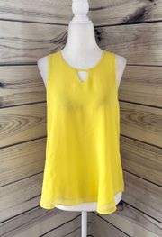 E&M Yellow Keyhole Cutout Relaxed Fit Tank Top