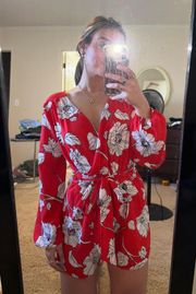 Red Floral Romper