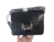 NWT Rachel Zoe Irim Black Faux Vegan Leather Reptile Print Bag