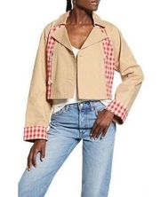 Anthropologie Gingham Contrast Crop Trench CoatEnglish Factory Size S. B-5