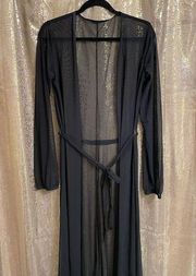 Womens Long Sheer Goth Witchy Black Robe Kimono Maxi Cover-Up XL NWOT
