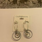 Croft & Barrow Kohl’s NWT Earrings Pierced Faux Pearl Dangle Silver Tone