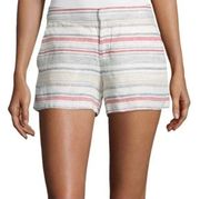 Joie Shorts Womens 2 Multicolor Striped Linen Merci Pockets Beach Boho Low Rise