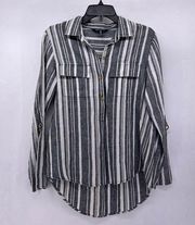 Ellen Tracy 1/2 button pullover linen shirt small