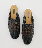 Shanie Woven Mule Flats in Black