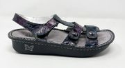 Kleo Black Leather Reptile Snake iridescent Comfort Sandals womens 39 9