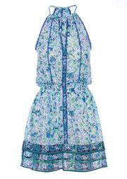 NWT Poupette St. Barth Blue Carine Smocked Mini Dress Size Small