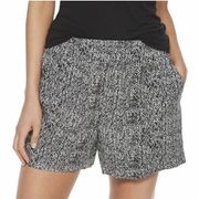 WOMEN'S APT. 9 CHALLIS SOFT SHORTS BLACK/WHITE HERRINGBONE SZ M