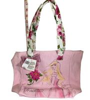New Disney princess Aurora tote bag with glitter bow flowered handle