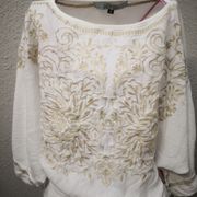 Karlie Boho White/Beige Embroidered Top Sz S