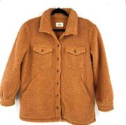 Marine Layer Faux Shearling Overshirt Shacket shirt Jacket Small caramel