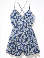 American Eagle Short and Sweet Floral Daisy Romper with Strappy Back