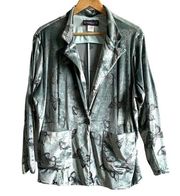 THE PYRAMID COLLECTION Women's Velour Jacket Butterly 1 Button 2X