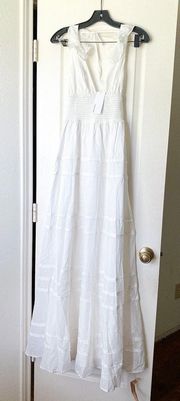 Dress Hampton Ruffles Open-Back Wedding Maxi Summer Ivory 2 NWT