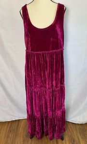 Natural Life Karlie Velvet Tiered Maxi Dress In Magenta Size Large