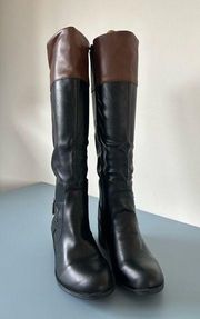 Arizona Jeans womens tall boots size 8.5 black and brown riding style zipper