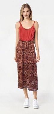 As U Wish Tribal Coral Maxi Summer Dress Size Small GUC *FLAW*