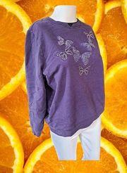 Breckenridge Purple Butterfly Grandma Chic Sweatshirt Size Small