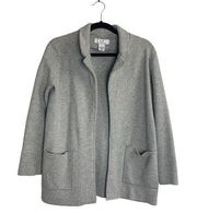 Magaschoni Gray Wool Blend Knit Open Front Cardigan Sweater