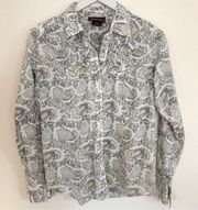 Ariat paisley w/Silver threads long sleeve Pearl Snap western shirt M