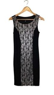 Cynthia Rowley Sheath Dress Black Silver Knee Length Sleeveless Size 4 EUC