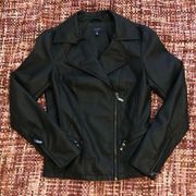 “KAARI Blue” Black Faux Leather Jacket XS NWOT